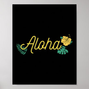 Poster Aloha Havaí Ilha Havaiana Hibisco Tropical Flor