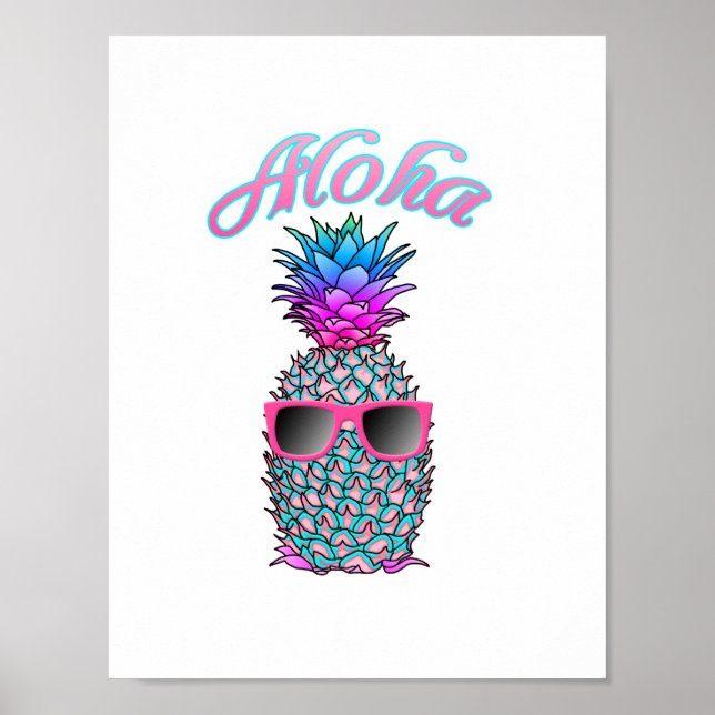Póster Aloha Havaiana Colorida (Frente)