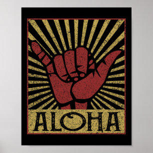 Poster Aloha Havaiano Havaí Vintage Distressed Sinal Shak