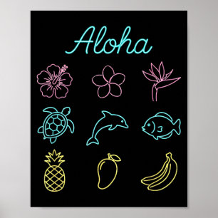 Poster Aloha Havaiano Tropical Ilha de Verão