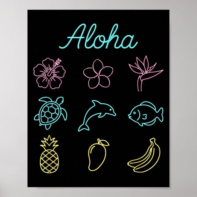 Poster Aloha Havaiano Tropical Ilha de Verão (Frente)