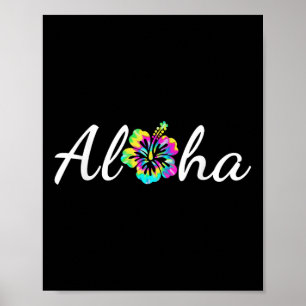 Poster Aloha Hawaii Beach Havaii Island Tie Dye Surfboa
