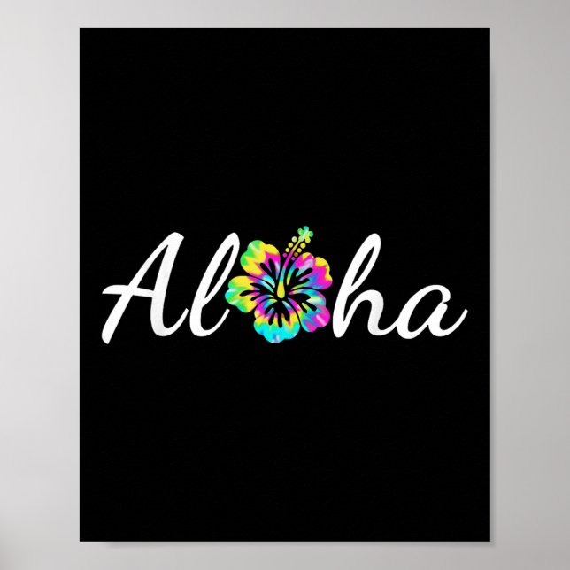 Poster Aloha Hawaii Beach Havaii Island Tie Dye Surfboa (Frente)