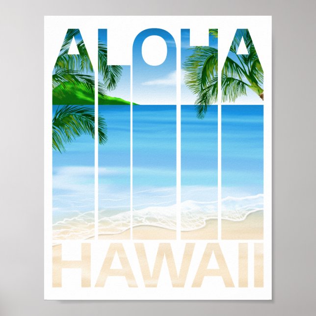Poster Aloha Hawaii Islands Tropical Beach (Frente)