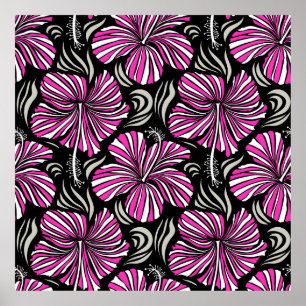 Poster Aloha Hawaii, Luau Party invitation on black backg