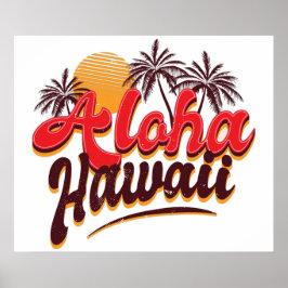 Poster Aloha Hawaii Palm Tree