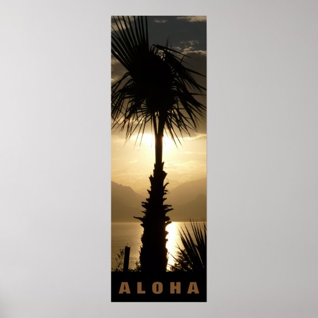 Póster Aloha Hawaii Palm Tres Tropics Viagem Sunset (Frente)