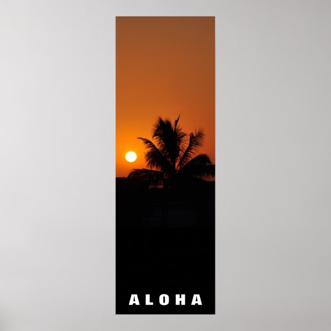 Póster Aloha Hawaii Palm Tres Tropics Viagem Sunset (Frente)