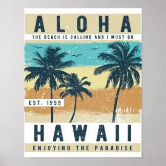 Poster Aloha Hawaii Retro Viagem