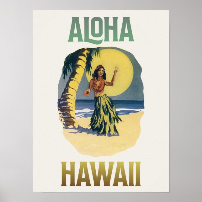 Poster Aloha Hawaii Vintage Hula Girl (Frente)