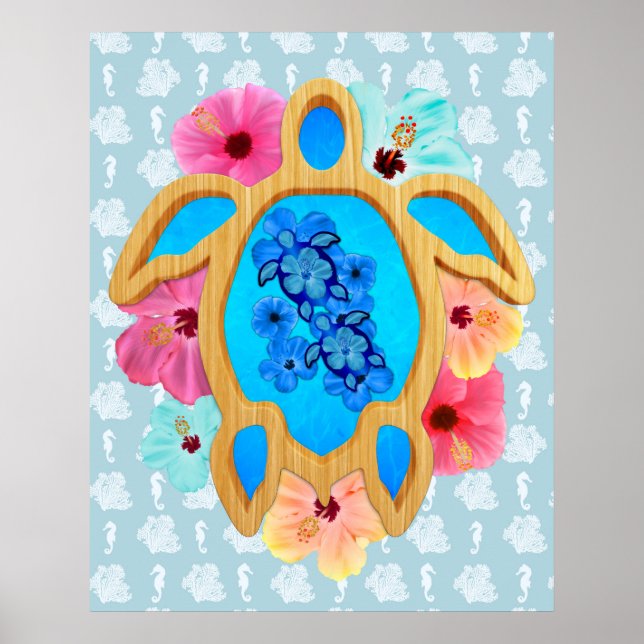 Poster Aloha Honu Sea Turtle (Frente)