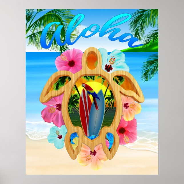 Poster Aloha Honu Sea Turtle 2 (Frente)