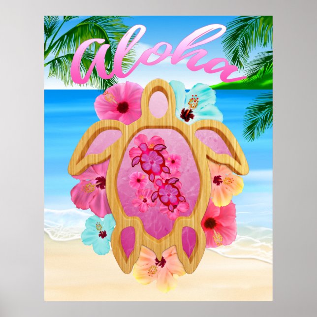 Poster Aloha Honu Sea Turtle 3 (Frente)
