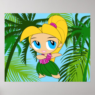 Poster Aloha Honys, Garota Hula loira havaiana