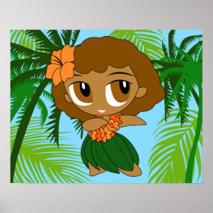 Poster Aloha Honys Havaiana Brown Hair Hula Girl