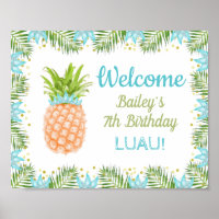 Aloha Luau Festa de aniversário Decor Azul Dourado
