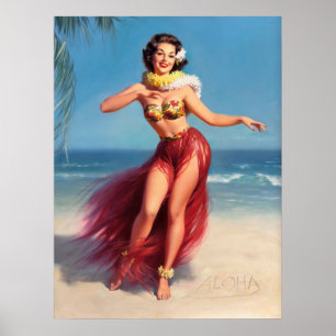 Poster Aloha Pin Up