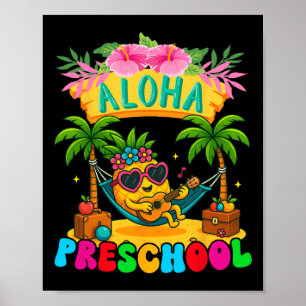 Poster Aloha Pré-escola Abacaxi Havaí Volta às Aulas Cria