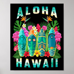 Poster Aloha Surfboard Hawaii Tropical Havaiana