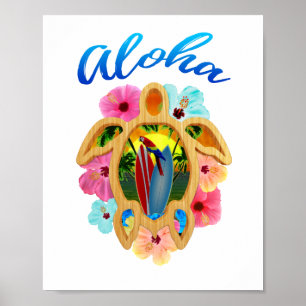 Poster Aloha Tropical Honu