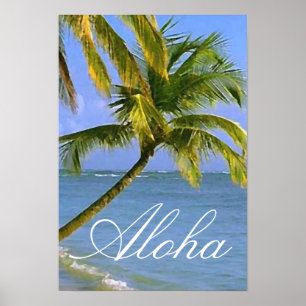 Póster Aloha viagem tropical das palmeiras havaianas