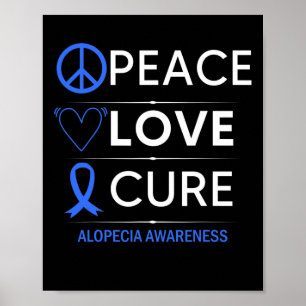 Poster Alopecia Areata Sensibilização Paz Amor Cabelo de