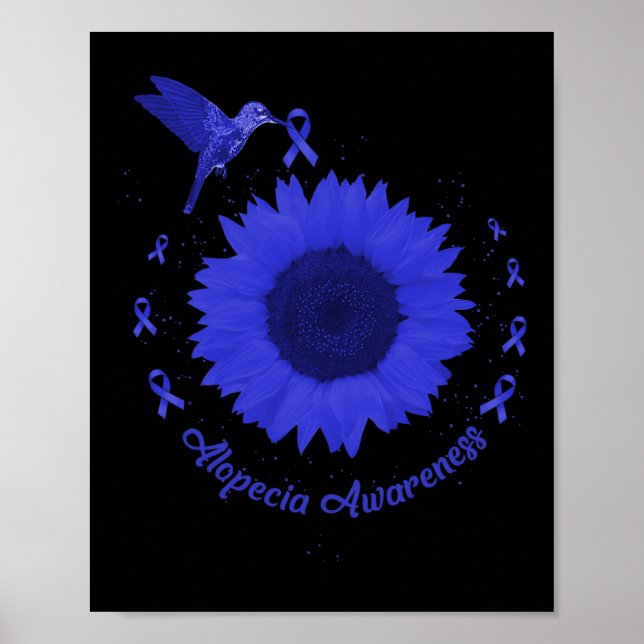 Poster Alopecia Consciência Escuro Cabelo Azul Fita Perda (Frente)
