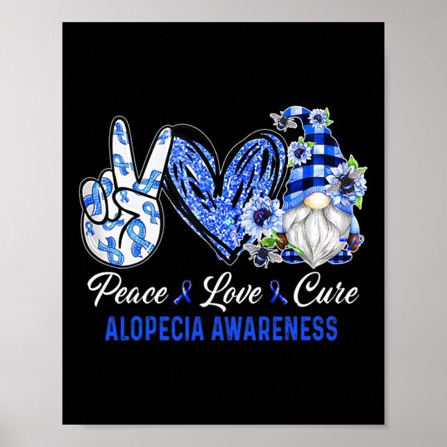 Poster Alopecia Consciência Paz Amor Cura Gnome (Frente)