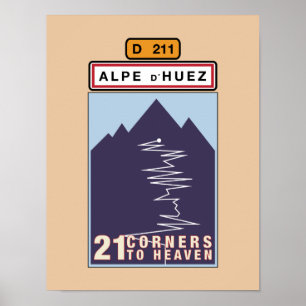 POSTER ALPE D'HUEZ 21 CANTOS