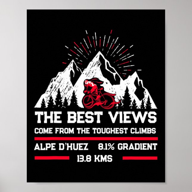 Poster Alpe D'huez Cycling Mountains  (Frente)