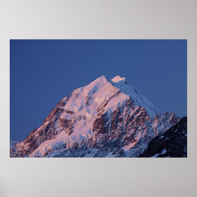 Póster Alpenglow em Aoraki Monte Cook, Mackenzie 2 (Frente)