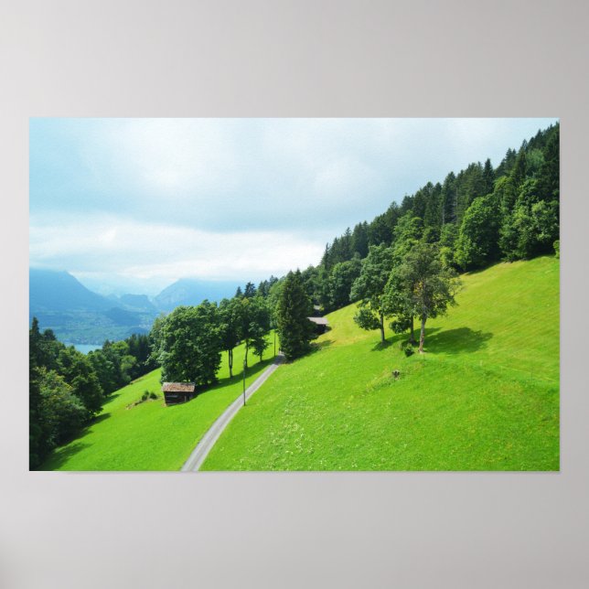 Póster Alpes suíços no verão (Frente)