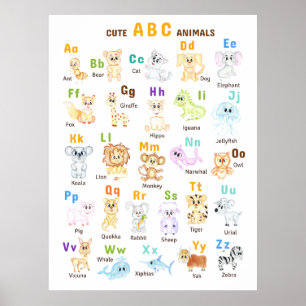 Poster Alphabet Animal ABC Animais de estimação