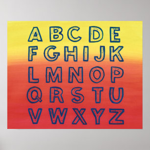 Poster Alphabet Chart Upper Case Letters Sunset Ombre