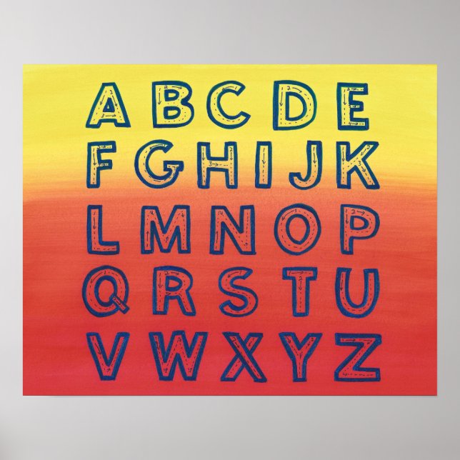 Poster Alphabet Chart Upper Case Letters Sunset Ombre (Frente)