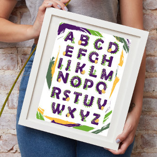 Poster Alphabet Cute do Dinossaur ABC