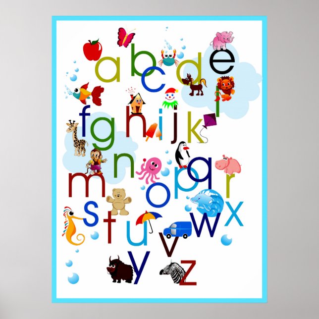Poster Alphabet de Animais de Cartoon Coloedul (Frente)