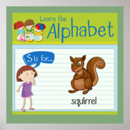 Poster Alphabet - Letra S É Para Esquilo