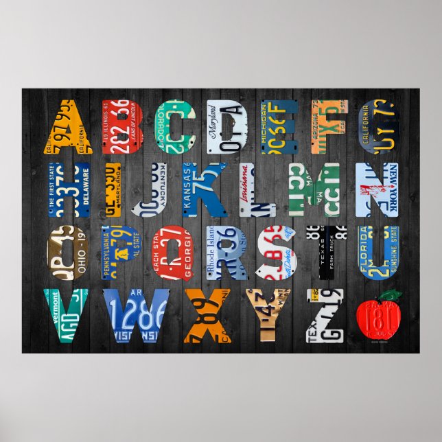 Póster Alphabet License Plate Art (Frente)