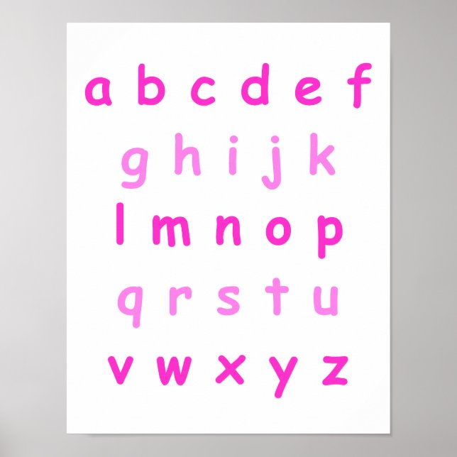 Poster Alphabet Lowercase Letters Rosa Sala de Professore (Frente)