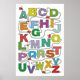 Poster Alphabet Maze Quebra-cabeça Railroad