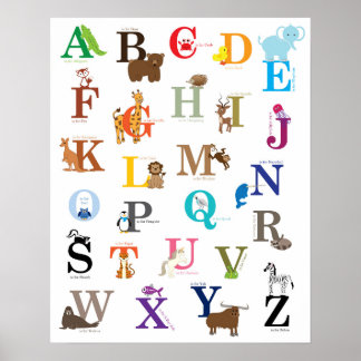Poster Alphabet Nursery Wall Art, desenhos originais