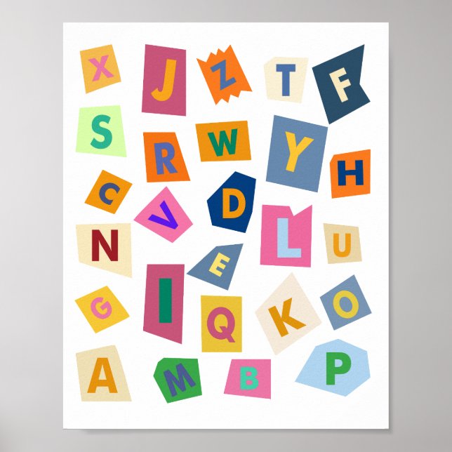 Poster Alphabet Wall Art Para O Quarto Do Seu Filho. (Frente)