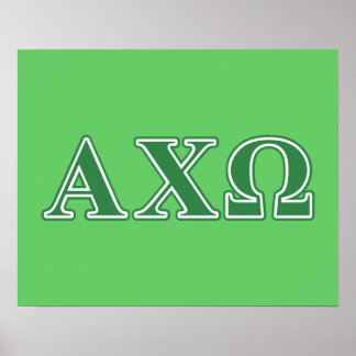 Poster Alphi Chi Omega Green Letters