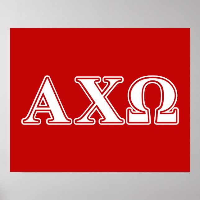 Poster Alphi Chi Omega Letras Brancas e Vermelhas (Frente)
