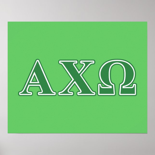 Poster Alphi Chi Omega Letras Verdes (Frente)