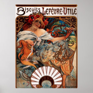 Póster Alphons Mucha Biscuit Anúncio