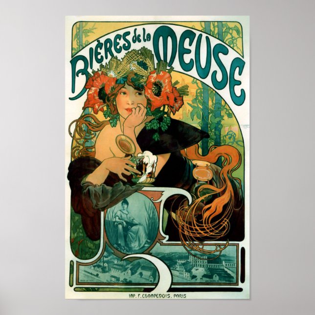 Póster Alphonse (Alfons) Mucha - Bieres de la Meuse (Frente)