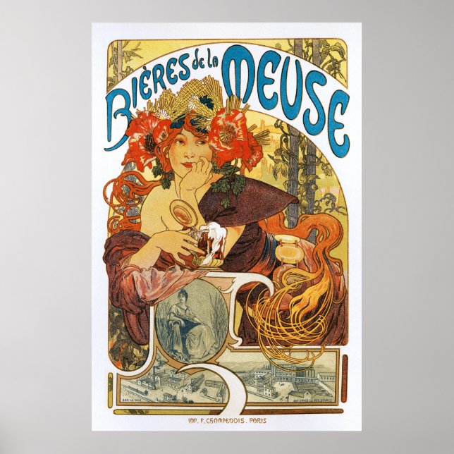 Poster Alphonse (Alfons) Mucha: Bieres de la Meuse (2) (Frente)