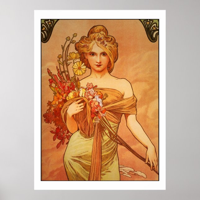 Poster Alphonse (Alfons) Mucha Buquê (Frente)